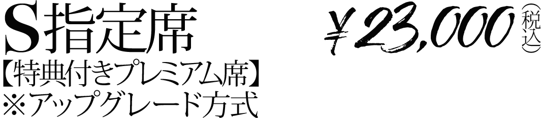 S指定席（特典付きプレミアム席）※アップグレード方式：￥23,000（税込）